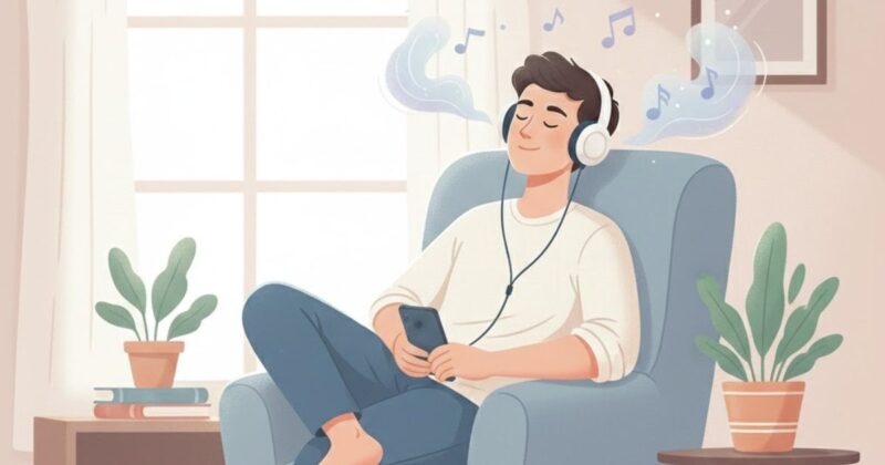 音楽を聴いている男性